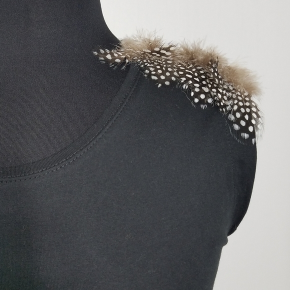 Zara Tops - Zara Tank Top Feather Shoulder Crew Neck Stretch